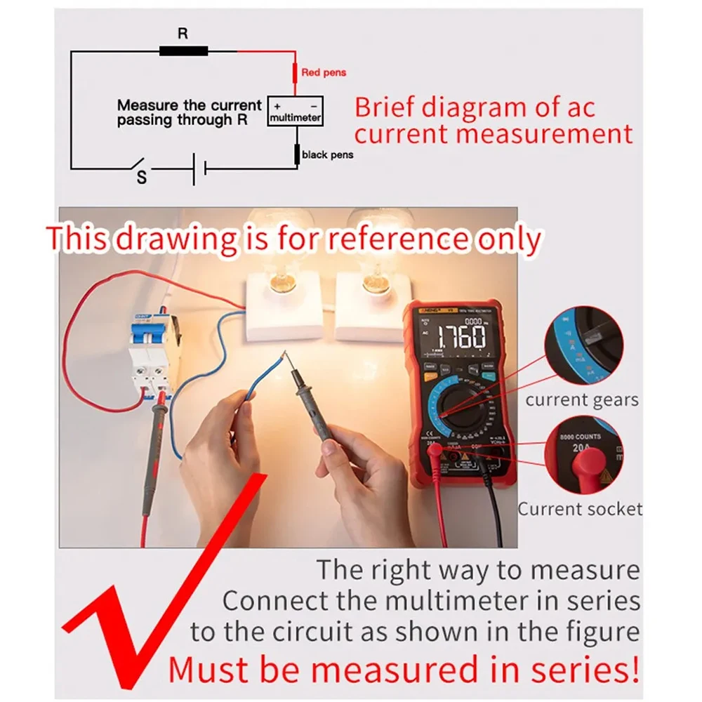 ANENG DM850 Digital Multimeter AC/DC Votage Tester Current Ohm Ammeter Detector Tools 1999 Counts