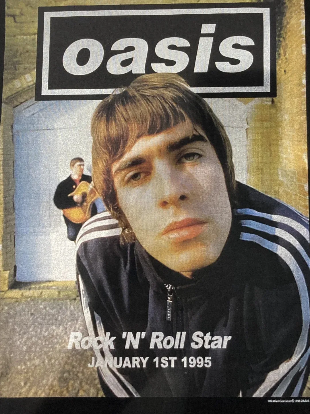 Мужская футболка с рисунком черной полосой, винтажная футболка Oasis Rock 'N' Roll Star 1995, хлопковая уличная футболка с концертом и фотографиями в стиле ретро 90-х годов, футболка с музыкальным товаром