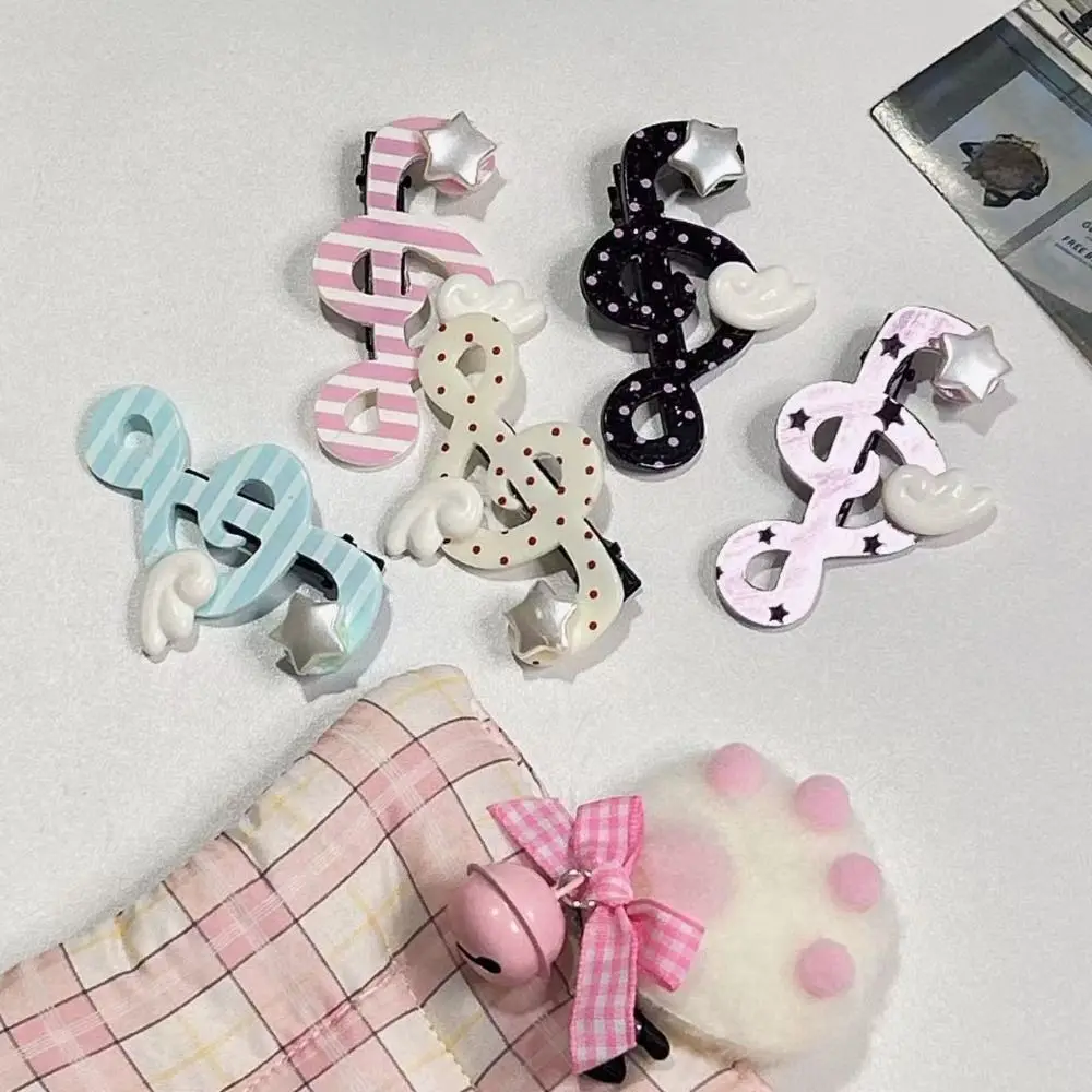Fashion Acrylic Music Note Hairpin Anti Slip Polka Dot Star Wing Clip Sweet Shape Korean Style Side Hair Clip Daily School
