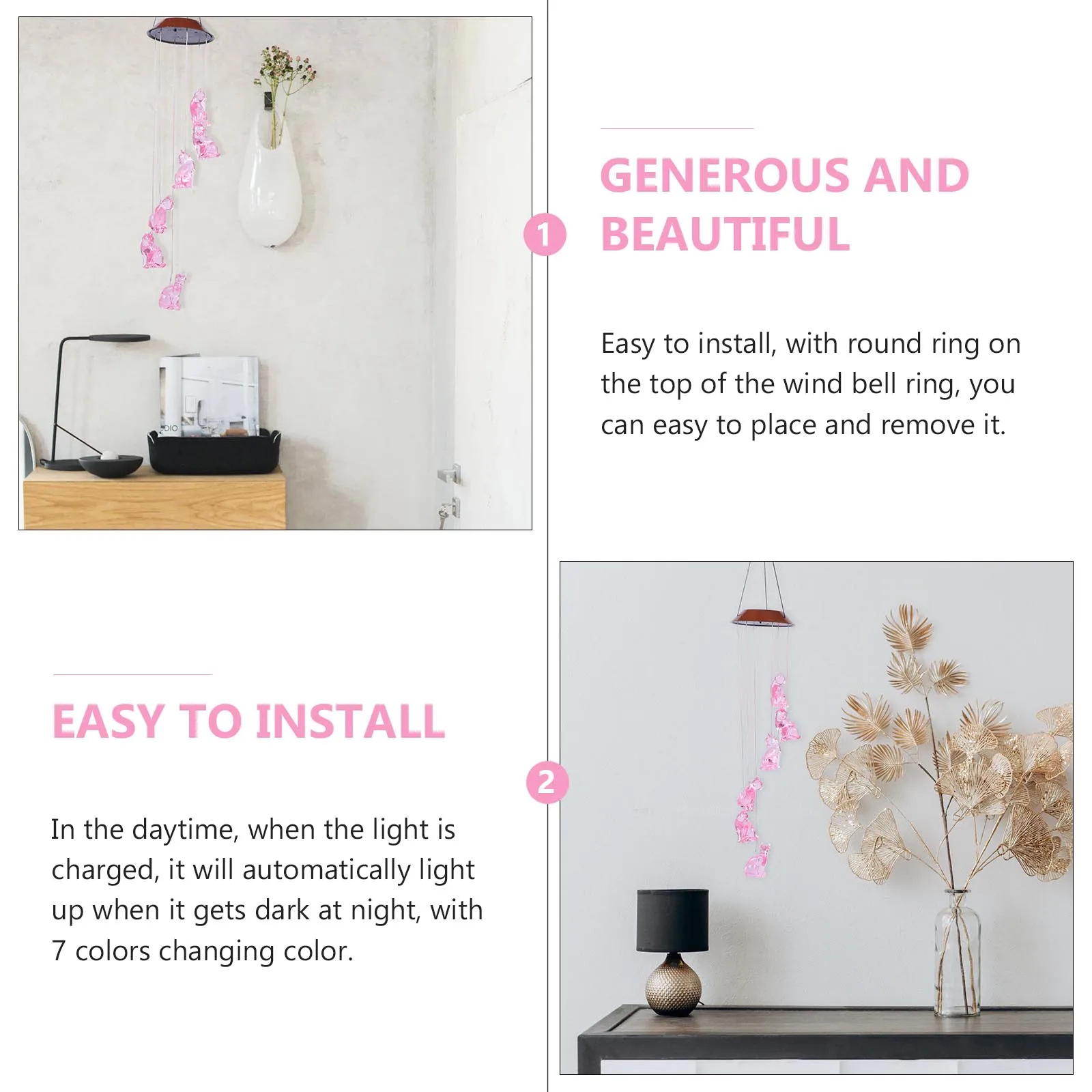 

1pc Solar Wind Bell Lamp Multifunctional Decorative Light Durable Premium Plastic Long Lasting Home Balcony Adornment Luminous