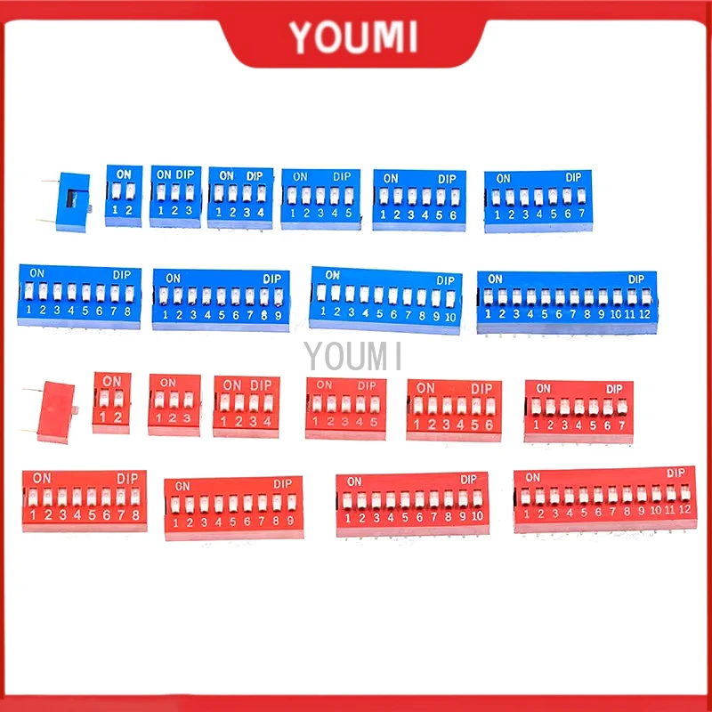10 Button Switch Modules 1 2 3 4 5 6 7 8 Positions 2.54mm Position Mode DIP Spacing Toggle Switch Blue Dip Switch
