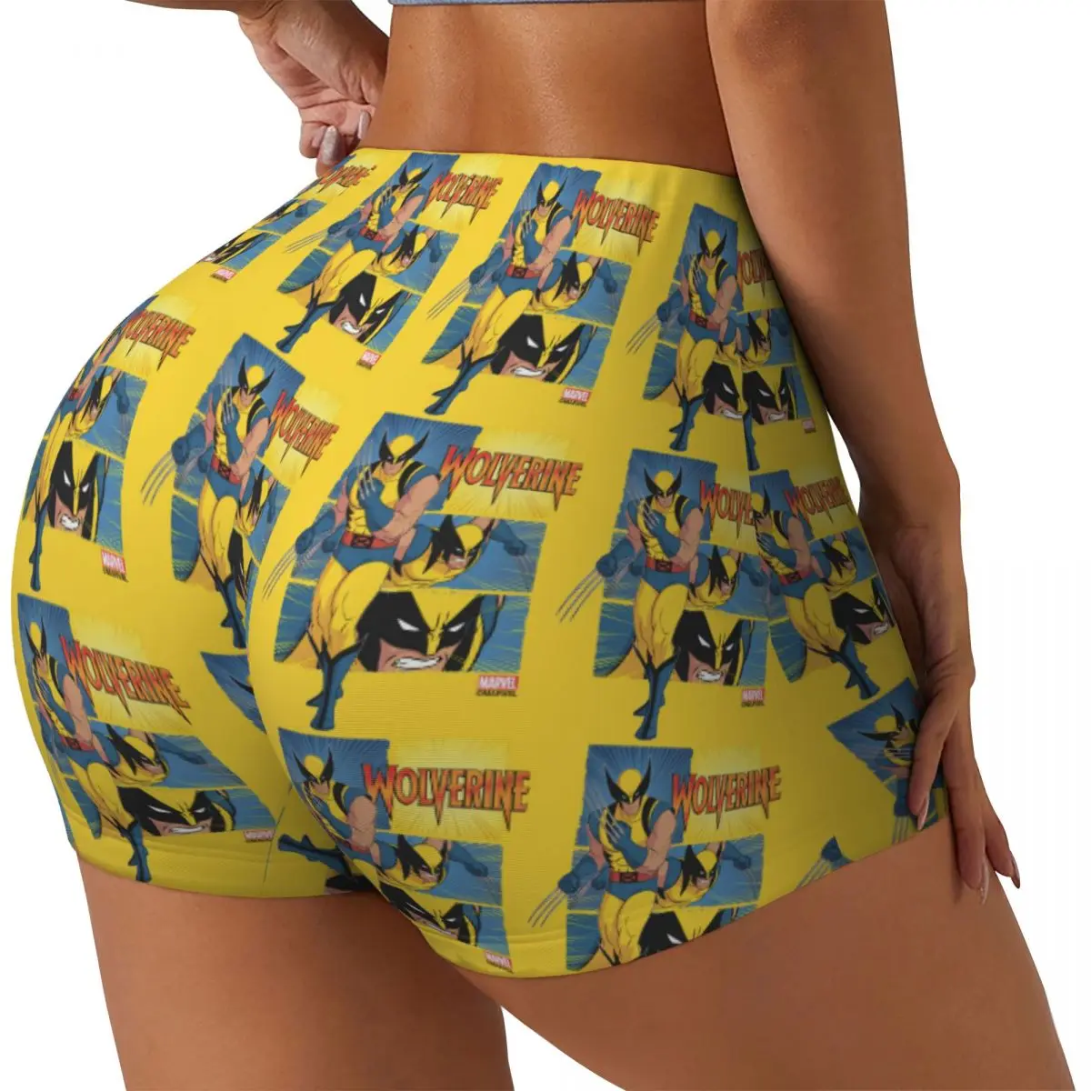 Custom Wolverine Character Workout Shorts Women's Gym Volleyball Running Yoga Shorts