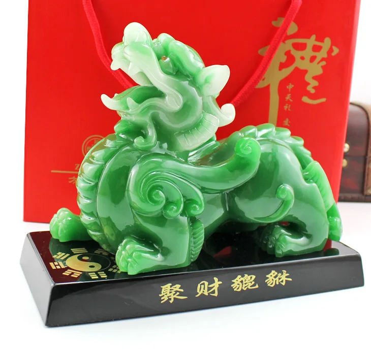 متجر المنزل شركة متجر تعويذة جلب الثروة المال حسن الحظ أنثى التنين بي شيو اليشم تمثال راتنج فنغ شوي تمثال ديكور