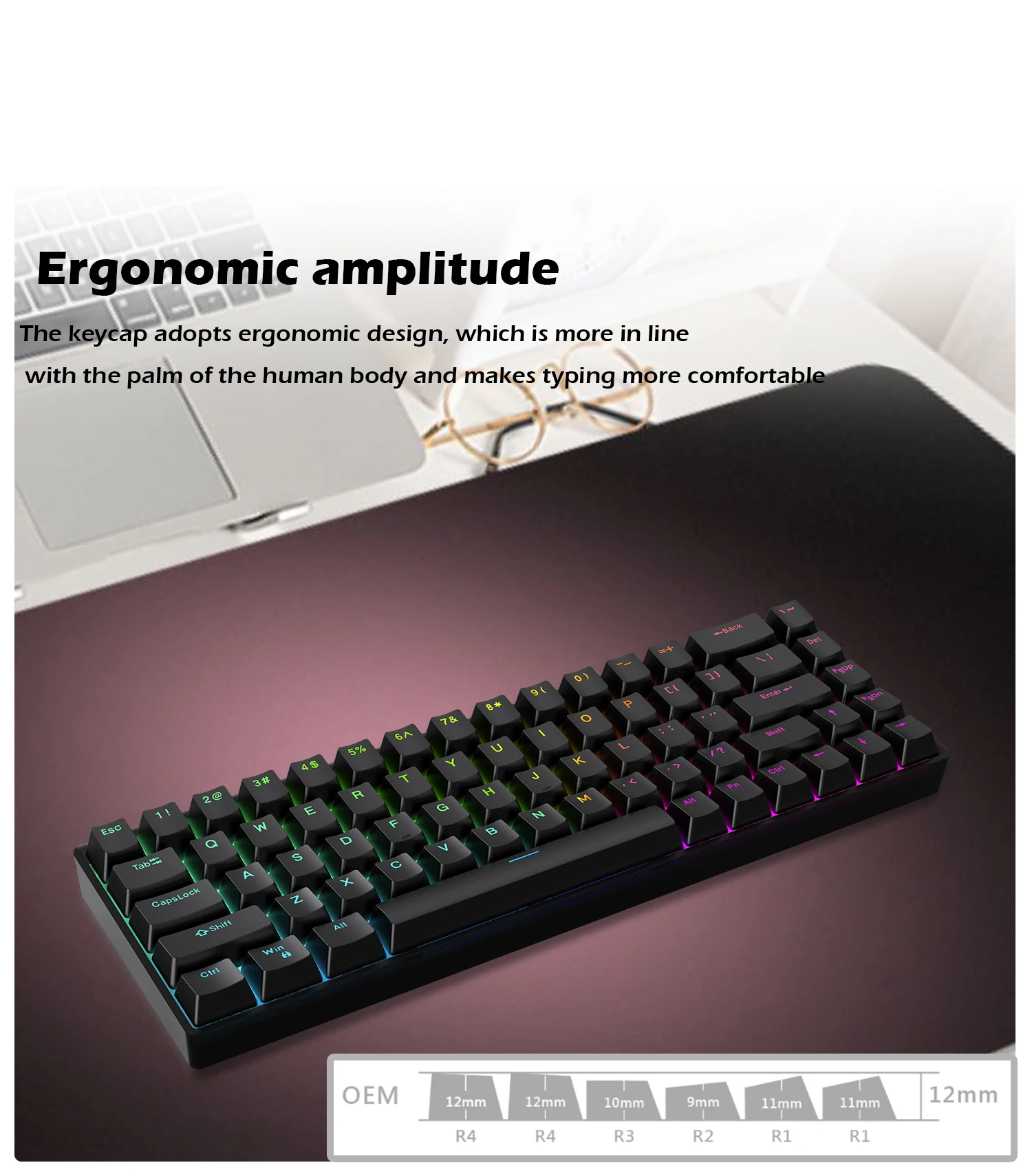 Raven68 Esports Magnetic Axis Keyboard Wired Single Mode PBT Transparent Keycap 8K Return Adjustable Key68 Key Game Mechanical