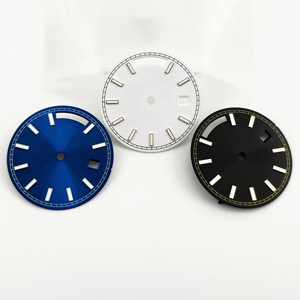 ST1644 Quadrante 28,5 mm Nero/Bianco Sterile Verde Luminoso Quadrante Orologio Movimento Automatico Accessori Per Orologi Con Finestra Calendario