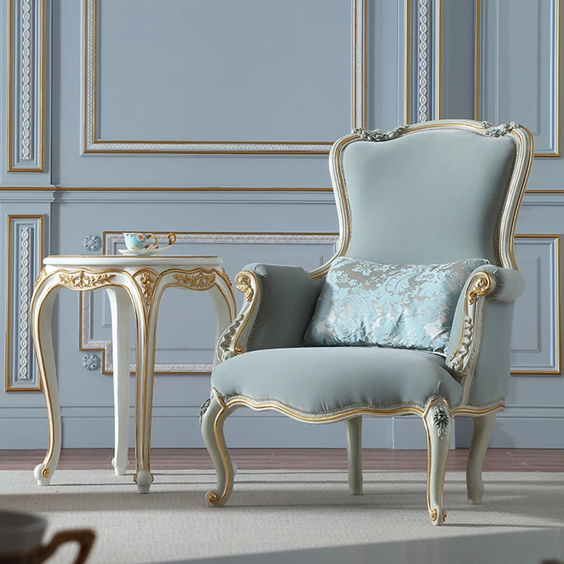 Living room with high-end luxury classic new light gray velvet fabric sofa armchair