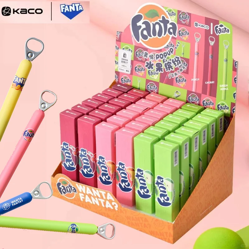 Bolígrafo de Gel KACO Fanta Retro con Tapa de Botella, 0.5 mm, POPUP, Antiestrés, Escritura Suave, Tinta Negra, Creativo, para Oficina y Material Escolar