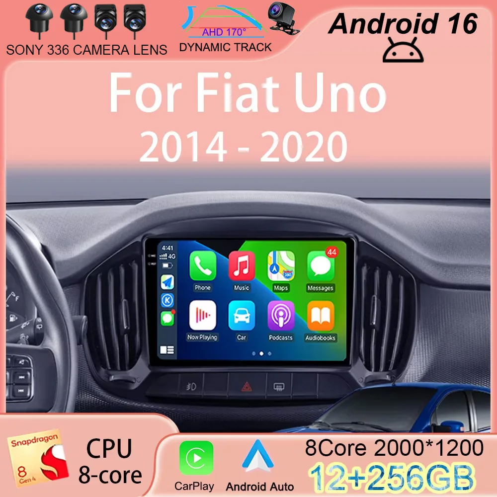 Carplay Auto Car Radio Android 16 For Fiat Uno 2014 2015 2016 2017 2018 2019 2020 GPS Multimedia Player Stereo Video WIFI+4G DSP