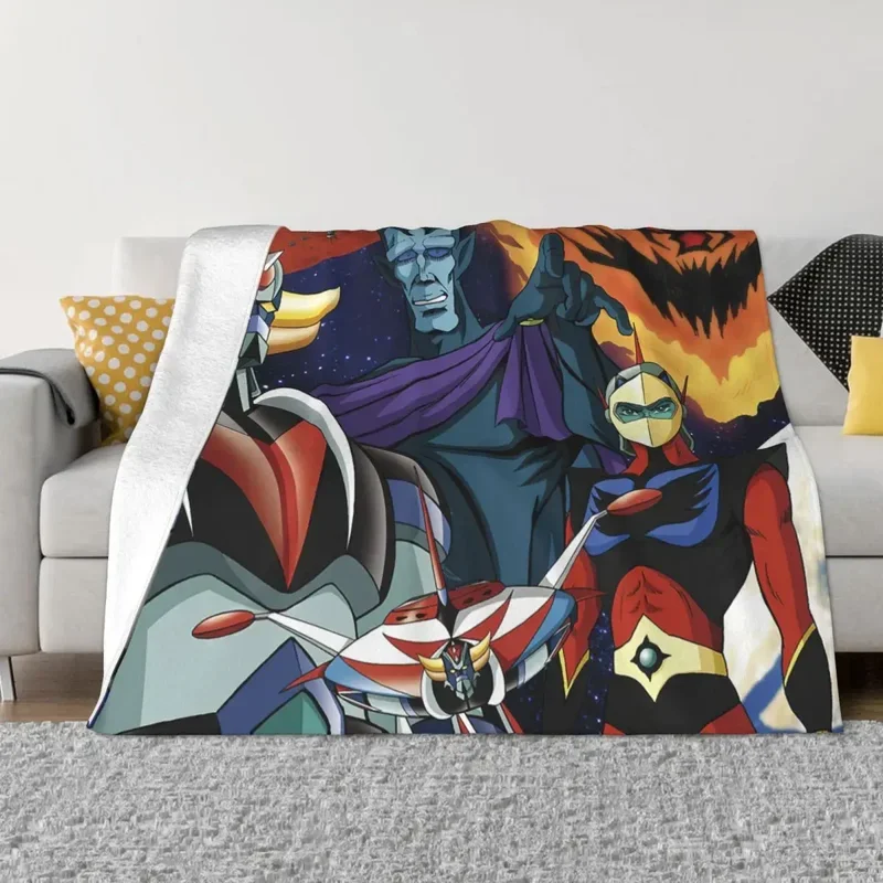 Mazinger Z Anime Goldorak Actarus Fleece Throw Blanket UFO Robot Grendizer Blanket for Bedding Office Lightweight Thin Bedspread