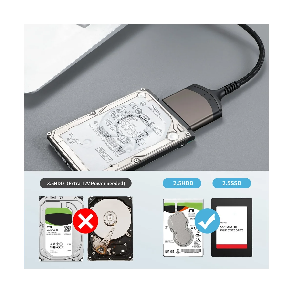 TYPE-C ke kabel SATA 3.0 Sata ke kabel adaptor USB C kabel SATA 2.5 inci Hard Drive HDD SSD eksternal 22 Pin Sata III untuk PC