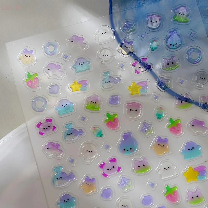 [L & P] الكرتون المحيط شاطئ المحيط مسمار الفن ملصقات قذيفة نجم البحر المشابك محارة نجوم مانيكير الشارات الديكور الصيف مسمار سحر