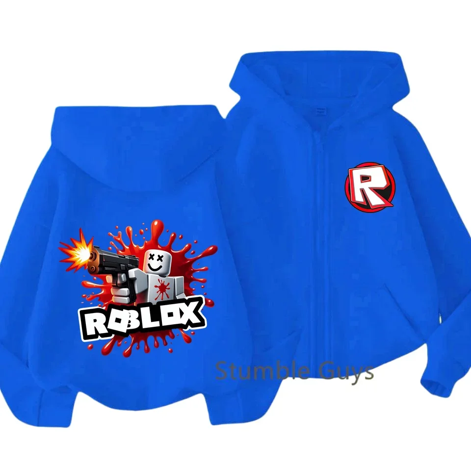Crianças Roblox Casual Zipper Hoodie Primavera Trendy Jogo Gráfico Anime Meninos Roupas Meninas Moda Roupa