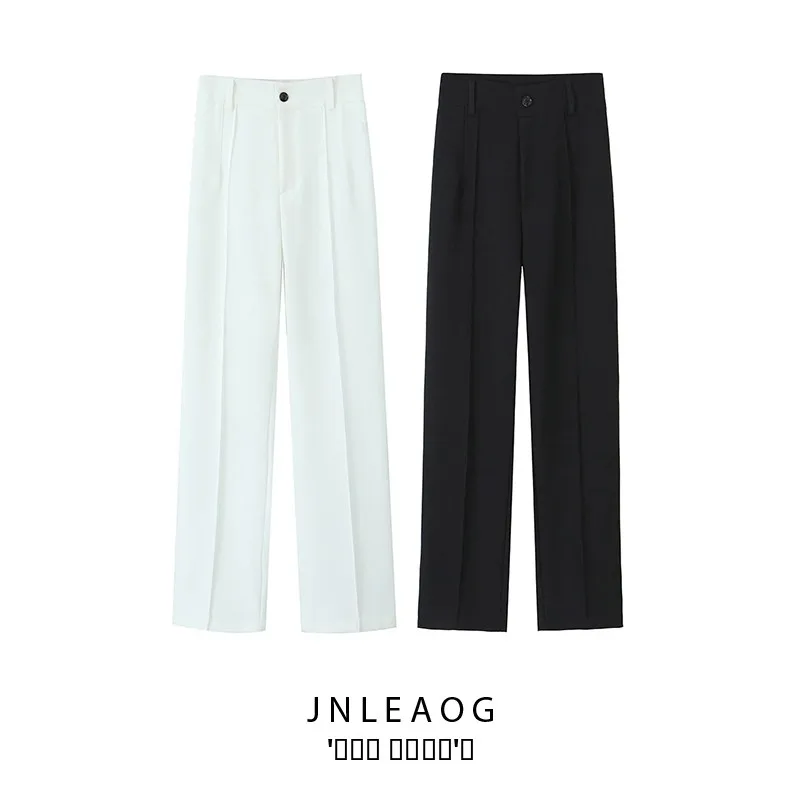 

Повседневные модные женские брюки с высокой талией, осенние новые брюки JNLEAOG Design Sensation, универсальные 276048, полиэфирное волокно