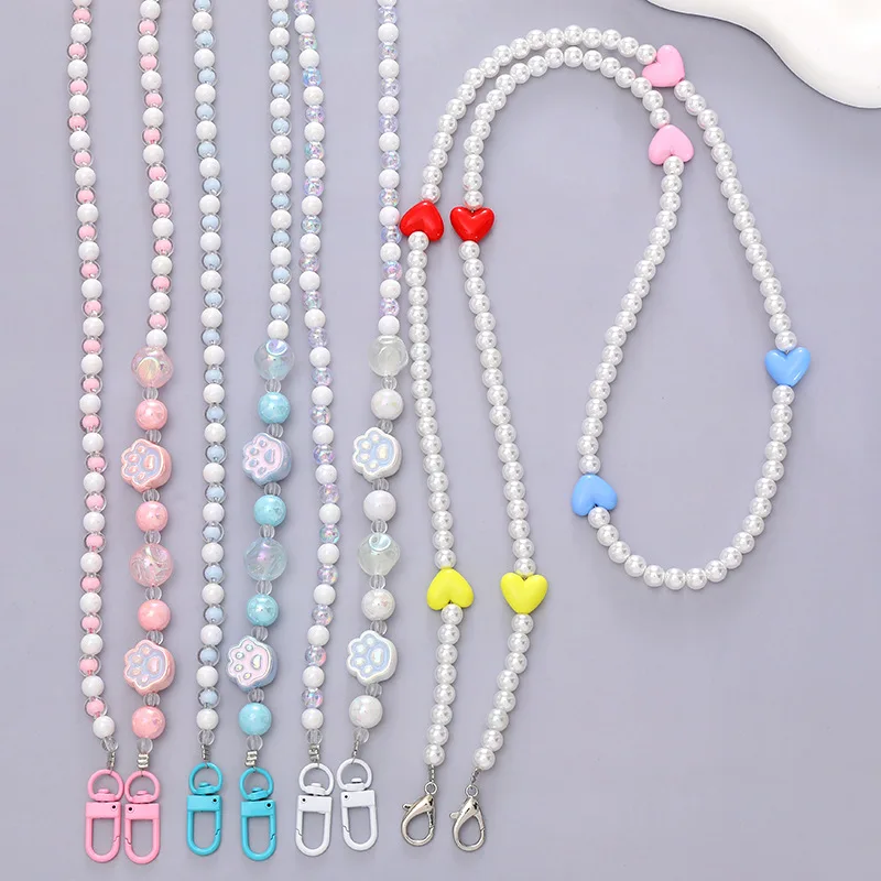 

New Mobile Phone Anti-Lost Strap Lanyard Ins Trendy Colorful Smile Pearl Soft Pottery Rope for Cell Phone Case Hanging Cord
