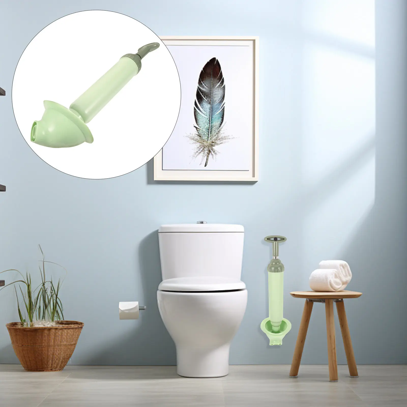 

Heavy Duty High Pressure Vacuum Plunger Toilet Clog Remover Long Handle Bathroom Sink Drain Unblock Tool Kitchen Blockage