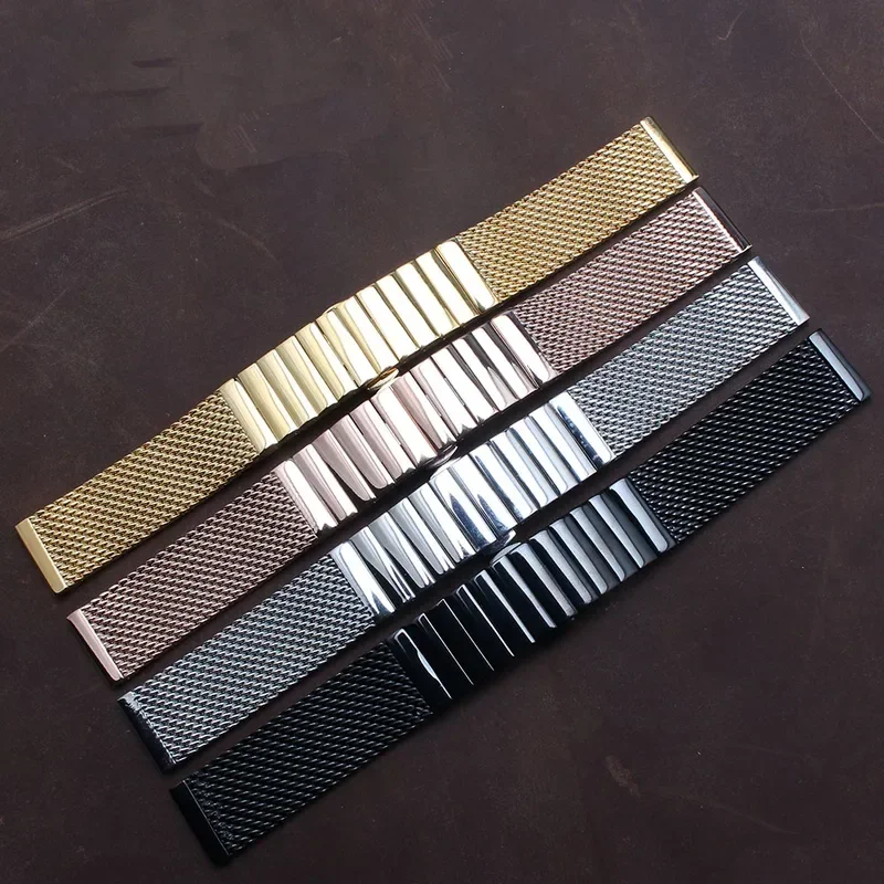 الصلبة الفولاذ المقاوم للصدأ الأشرطة القيادة حزام (استيك) ساعة نشر مشبك القرش شبكة مصقول الأعمال حزام (استيك) ساعة سوار 18/20/22/24 مللي متر #6