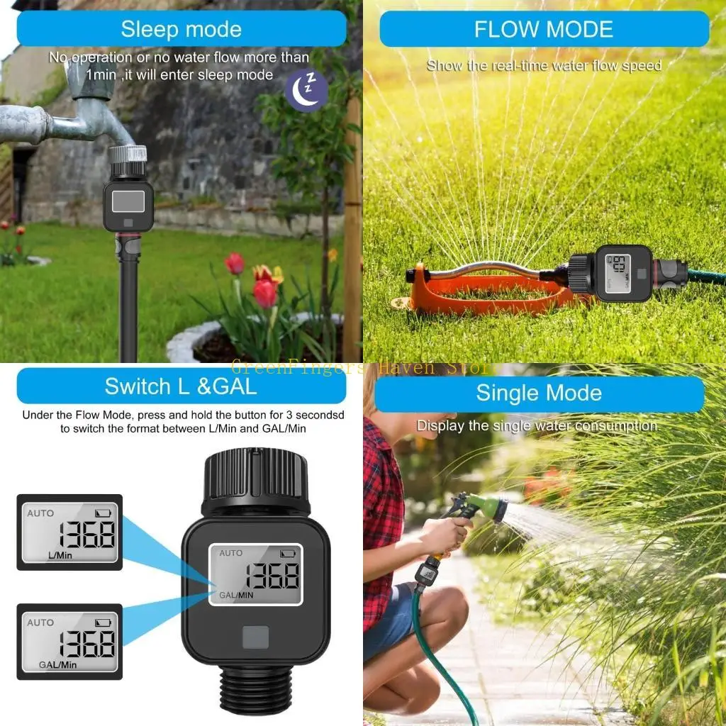 

F68D Расходомер воды для садового шланга, измерение расхода воды и скорости потока, для шлангов и смесителей 3/4 дюйма