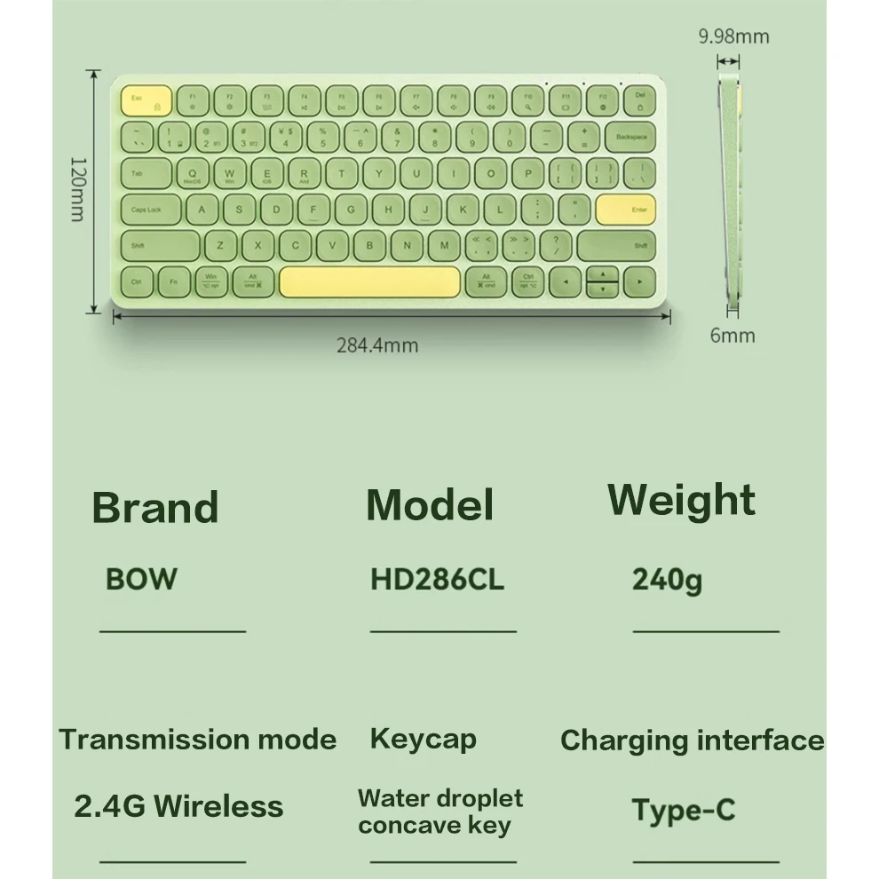 Imagem -06 - Teclado sem Fio Bluetooth 2.4g Liga de Alumínio Modo Duplo Portátil Recarregável para Windows Laptop Mac Tablet