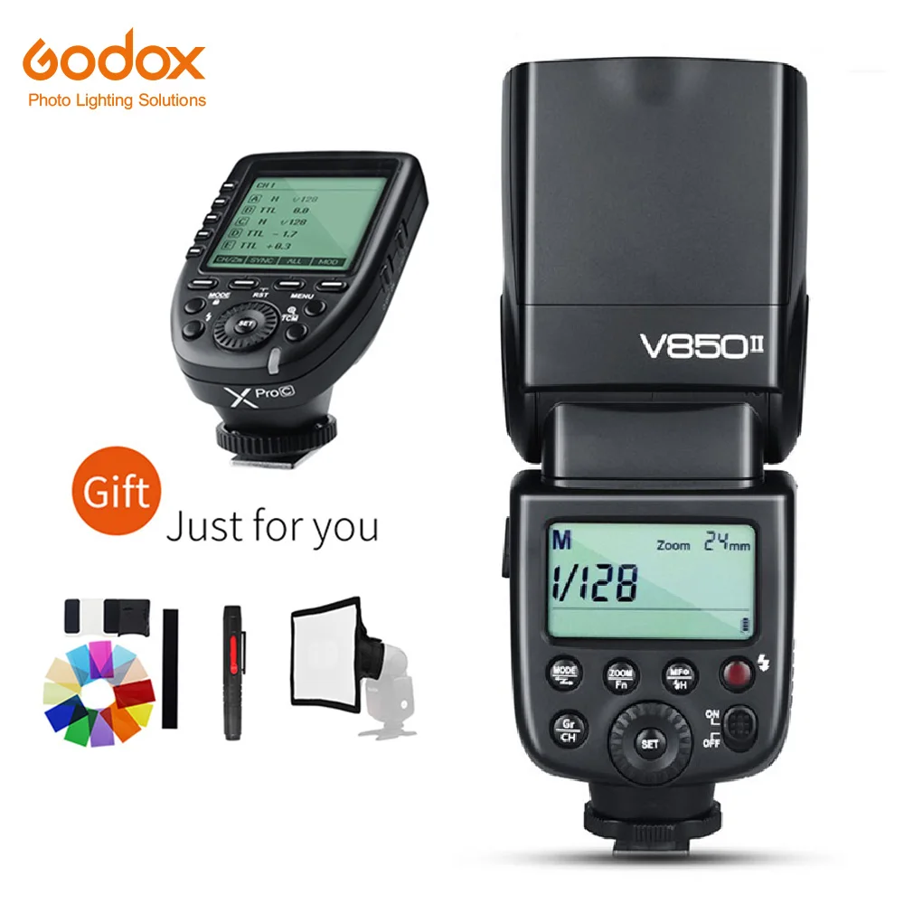 Godox V850II 2.4G GN60 Wireless X System Li-ion Battery Speedlite + Xpro Transmitter for Canon Nikon Sony Fuji Olympus Pentax