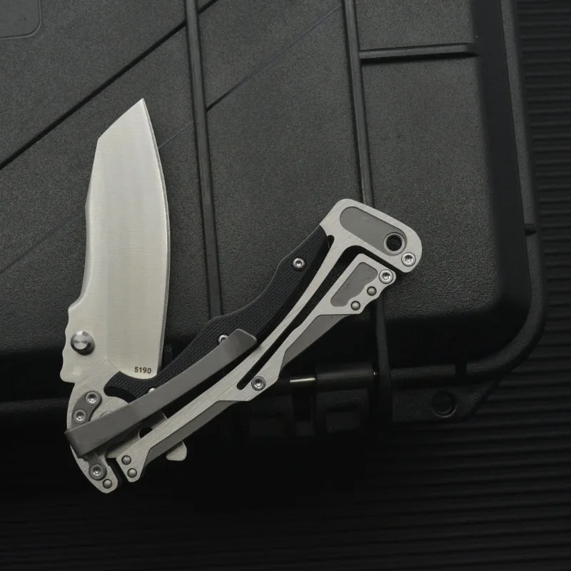 Hot Sales CR 5190 Graphite Outdoor Folding Knife with 8Cr13Mov Blade 420 Steel Embedded in G10 Handle EDC Tools