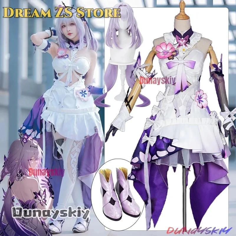 

Honkai Star Rail Косплей Костюм Касторси S-XL Экипировка Платье Парик Головные Уборы Бабочка Цветок Реквизит Аниме Касторцес Костюм Для Ролевых Игр