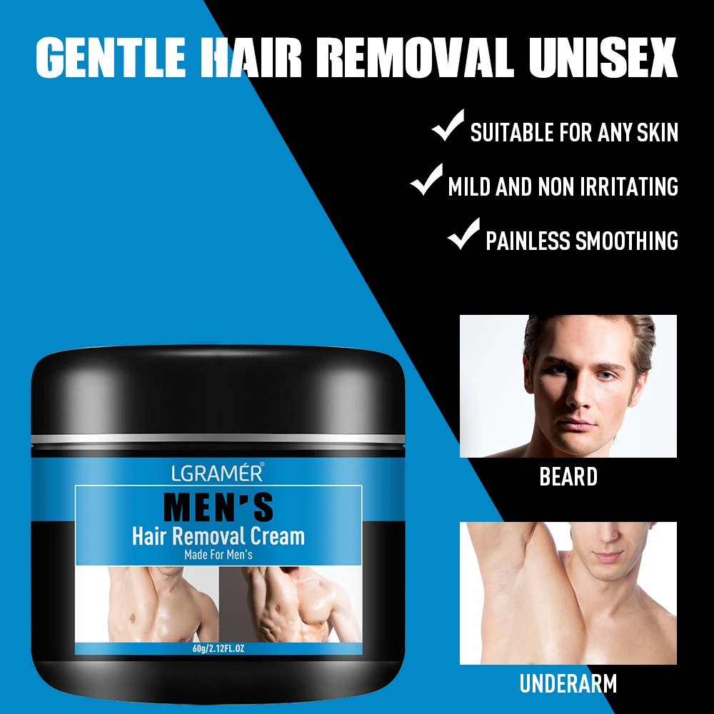 Creme indolor da remoção do cabelo para homens, suave não-irritante, remoção refrescante suave do cabelo, corpo, braço, axila, pé