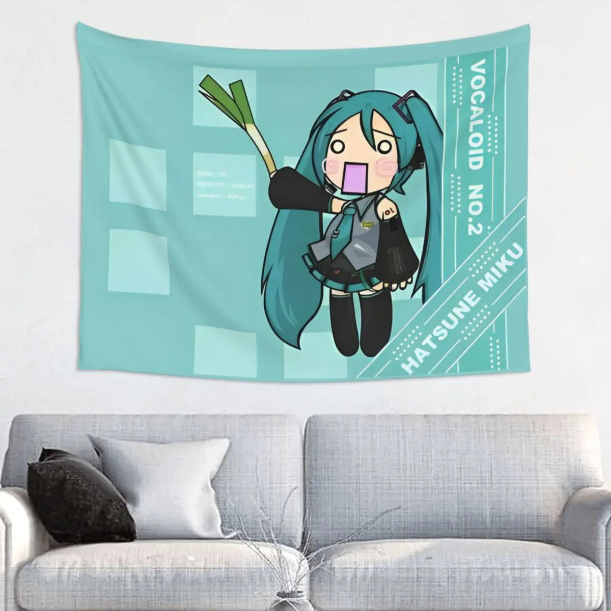 H atsune Mikuอะนิเมะพรมที่มีสีสันโพลีเอสเตอร์แขวนผนังตกแต่งผนังตารางปกศิลปะพรม