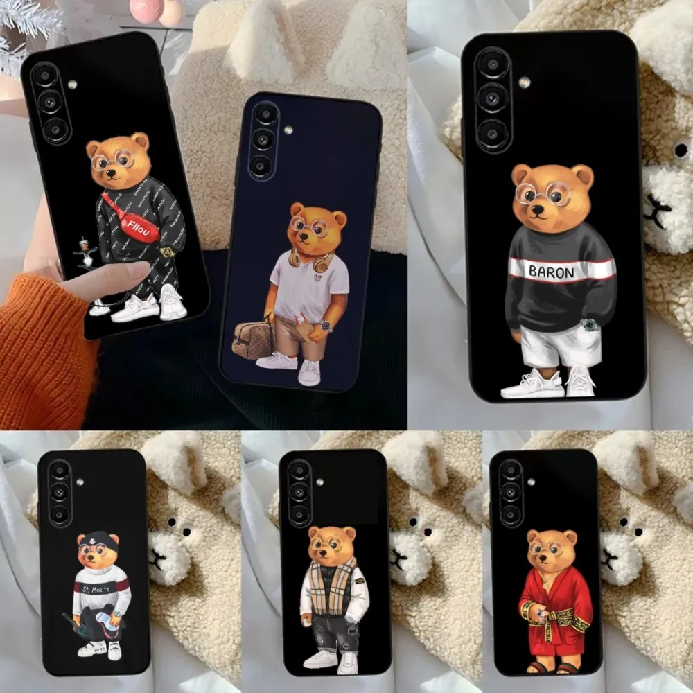 

Fashion Baron F-Filou Bear Phone Case For Samsung S24,23,22,30,21,10,9,Ultra,Plus,Lite,FE,5G Black Soft Case