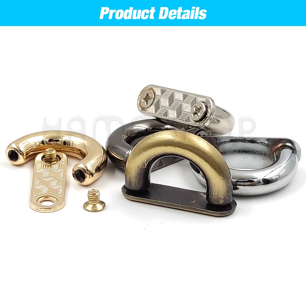 2pcs Metal D-ring Bag Connector Anchor Buckles Arch Bridge With Screws Detachable Buckle Hanger Hooks Belts Strap Leather Crafts