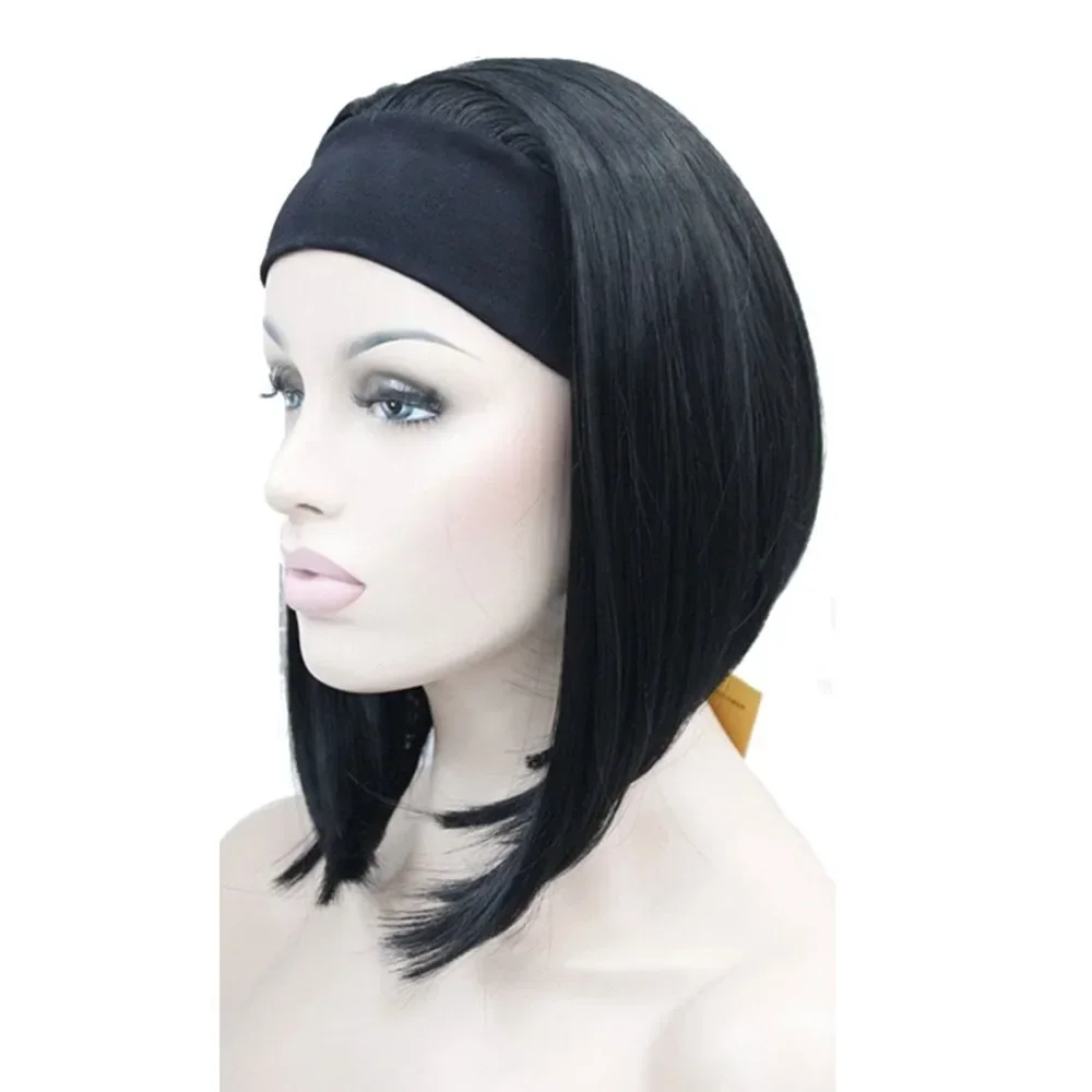 StrongBeauty Medium length Natural Straight 3/4 Wigs Black/Blonde Women\'s Headband Wig 10 Color