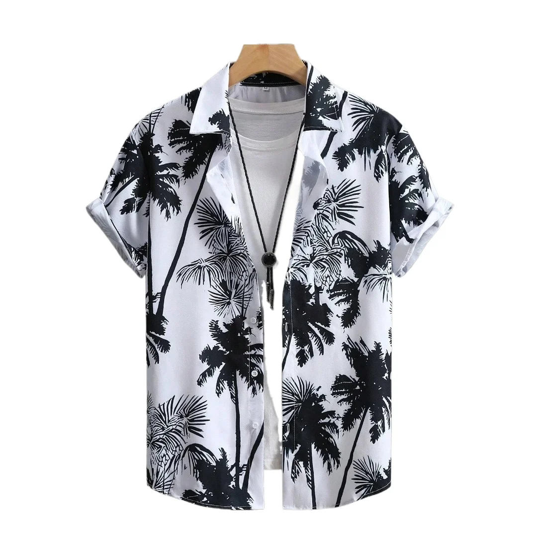 

Hawaiian Shirt Man Print Casual Thin Beach Slim Fashion Shirt High Quality Luxury Black Social Vintage Funny Oversized Clothes