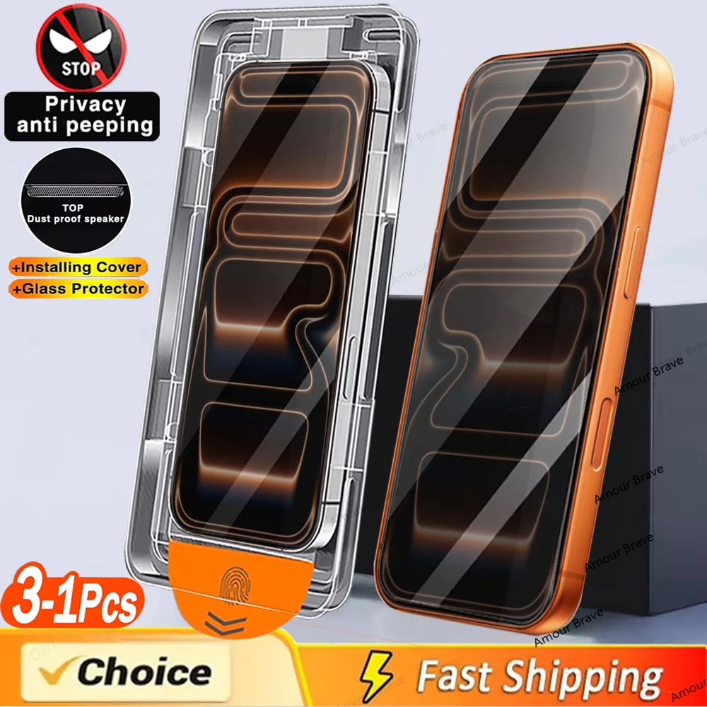 1-3 قطعة 8K تركيب خالي من الغبار الزجاج المقسى آيفون 17 الهواء 16 14 15 11 12 13 برو ماكس 16Plus X XR واقي شاشة الخصوصية