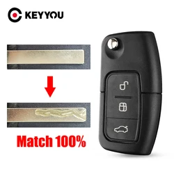 KEYYOU With Cutting Service Flip Car Key Shell Blade Remote Case Fob Cover For Ford Focus Fiesta C-Max S-Max Ka Mondeo Galaxy