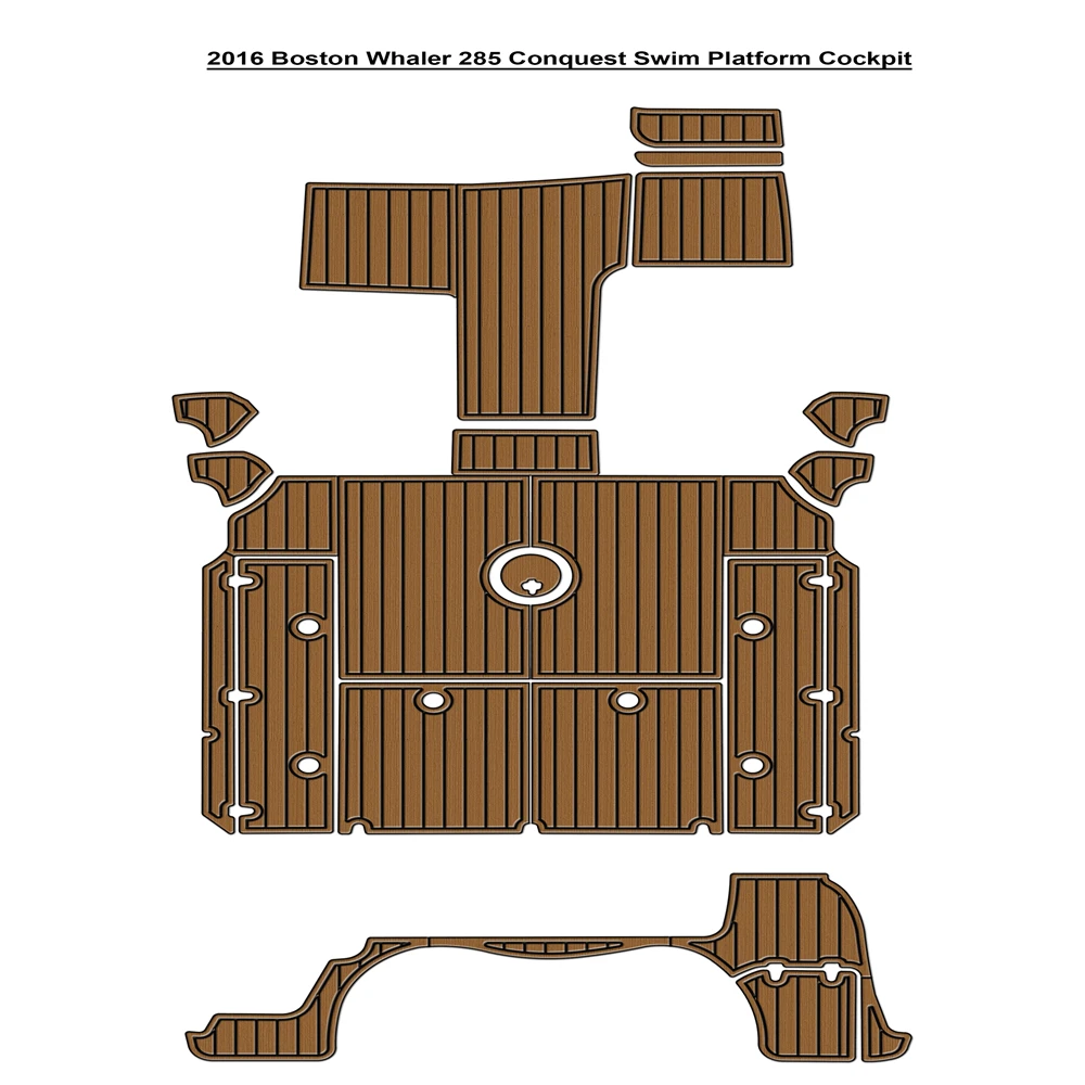 

2016 Boston Whaler 285 Conquest Swim Platform Cockpit Pad Boat EVA Foam Faux Teak Deck Floor Mat SeaDek MarineMat Self Adhesive