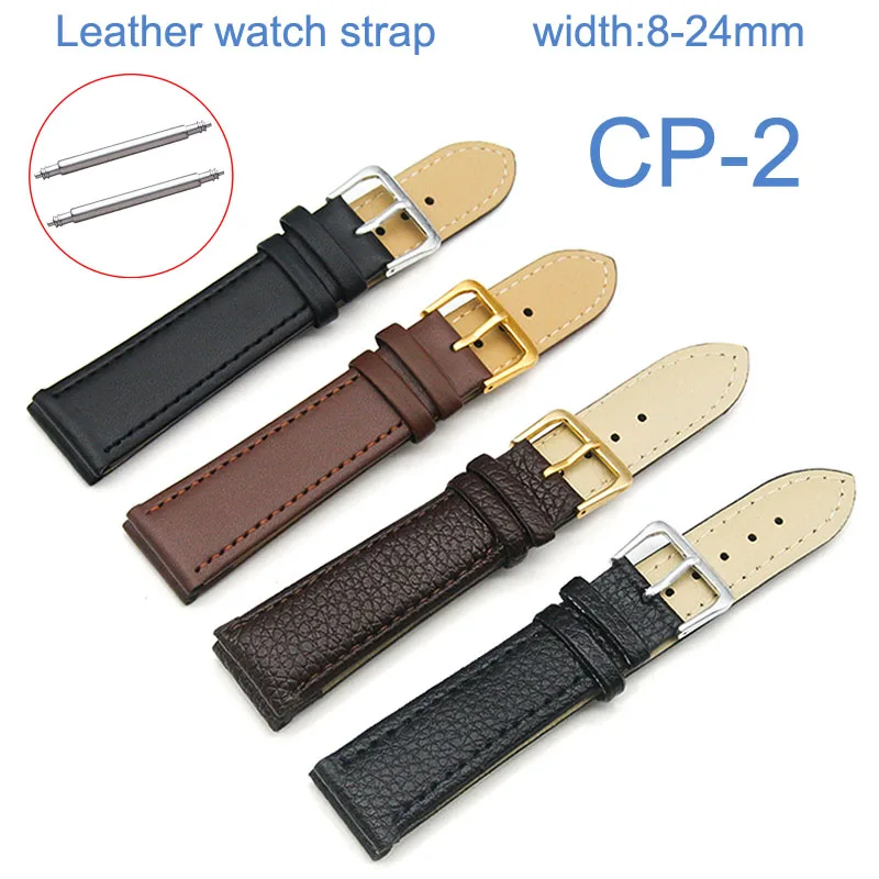 Litchi Genuine Leather Watch Strap Plain Weave Watchband Women Men Watch Band 8mm 10mm 12mm 14mm 16mm 18mm 20mm 22mm 24mm