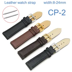 Litchi Genuine Leather Watch Strap Plain Weave Watchband Women Men Watch Band 8mm 10mm 12mm 14mm 16mm 18mm 20mm 22mm 24mm