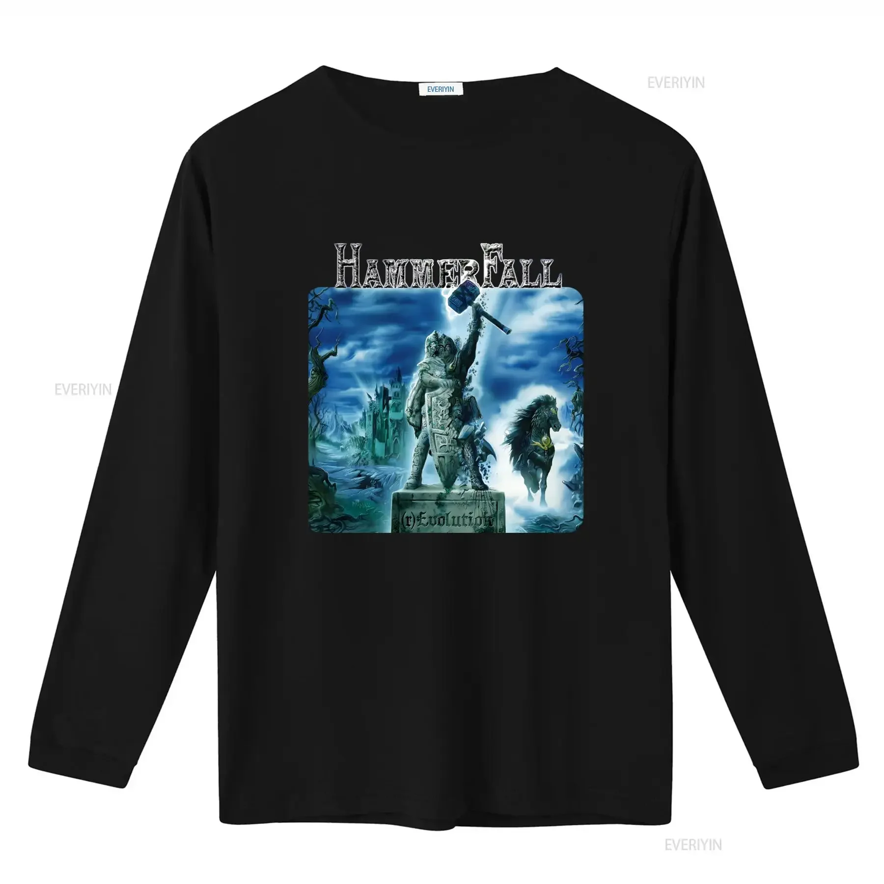 HAMMERFALL R EVOLUTION Black T Shirt Heavy Power Metal Freedom Call Edguy Design vintage Washed graphic homme streetwear