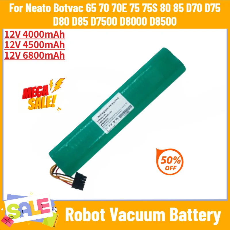 12V 4500mAh 6800mAh Battery for Neato Botvac 65 70 70E 75 75S 80 85 D70 D75 D80 D85 D7500 D8000 D8500 Robot Vacuum Battery