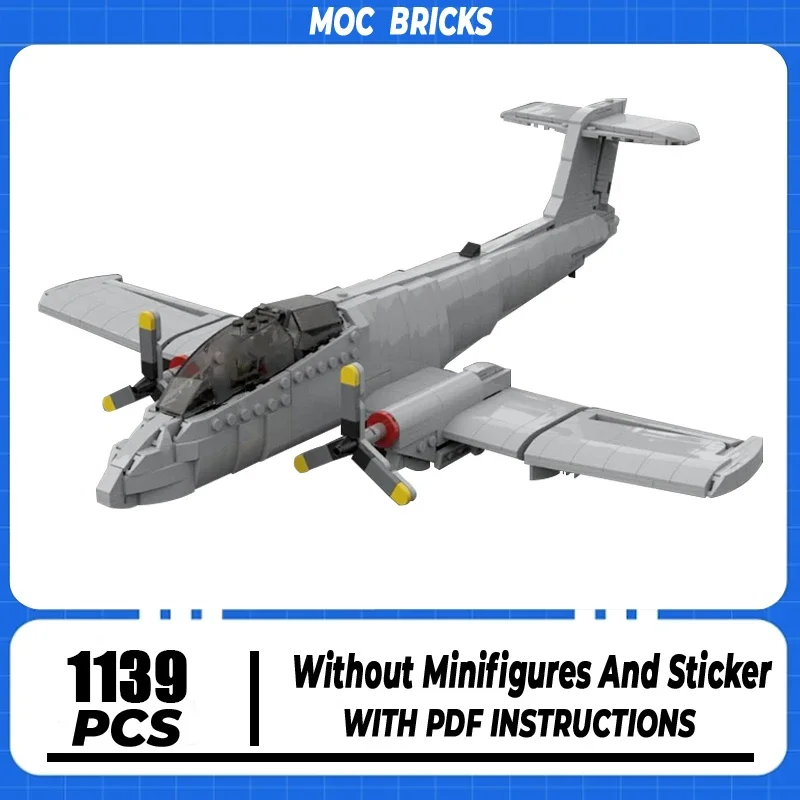 

Moc Building Bricks Military The IA 58 Pucara Fighter Model Technology Modular Blocks Construstion Toy DIY Set Assembly Gifts