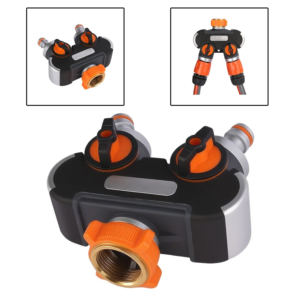 Water Hose Splitter with Separate Adjustable Valves for Precise Flow Management in Gardening and Cleaning Applications
