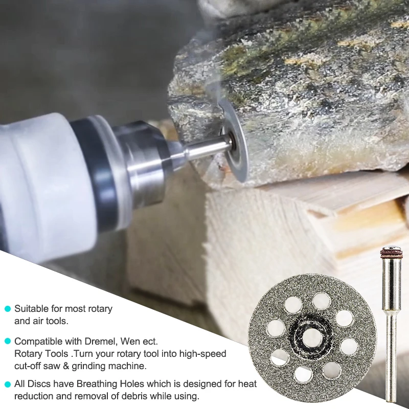 XCAN Diamond Saw Blade Diamond Cut off Disc for Dremel Rotary Tools 20mm 22mm 25mm 30mm With Mandrel Mini Cutting Disc