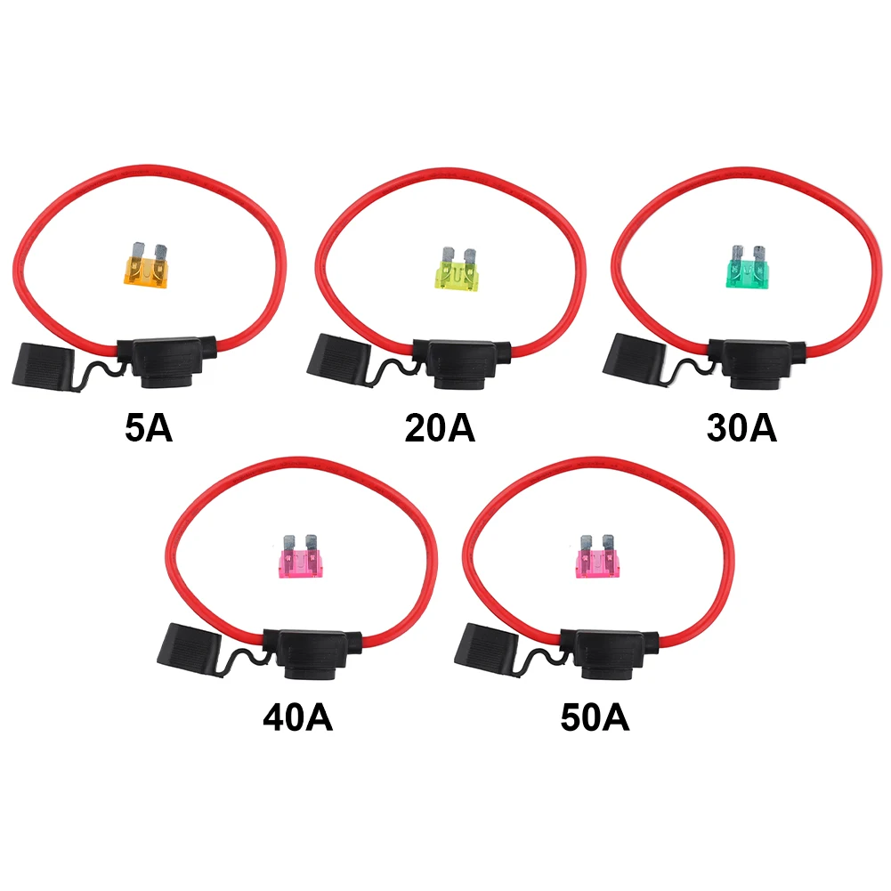 10 Gauge Holder with 5/20/30/40/50 A ATC Blade Fuses Waterproof for Car Truck Automotive Marine Industrial and RV
