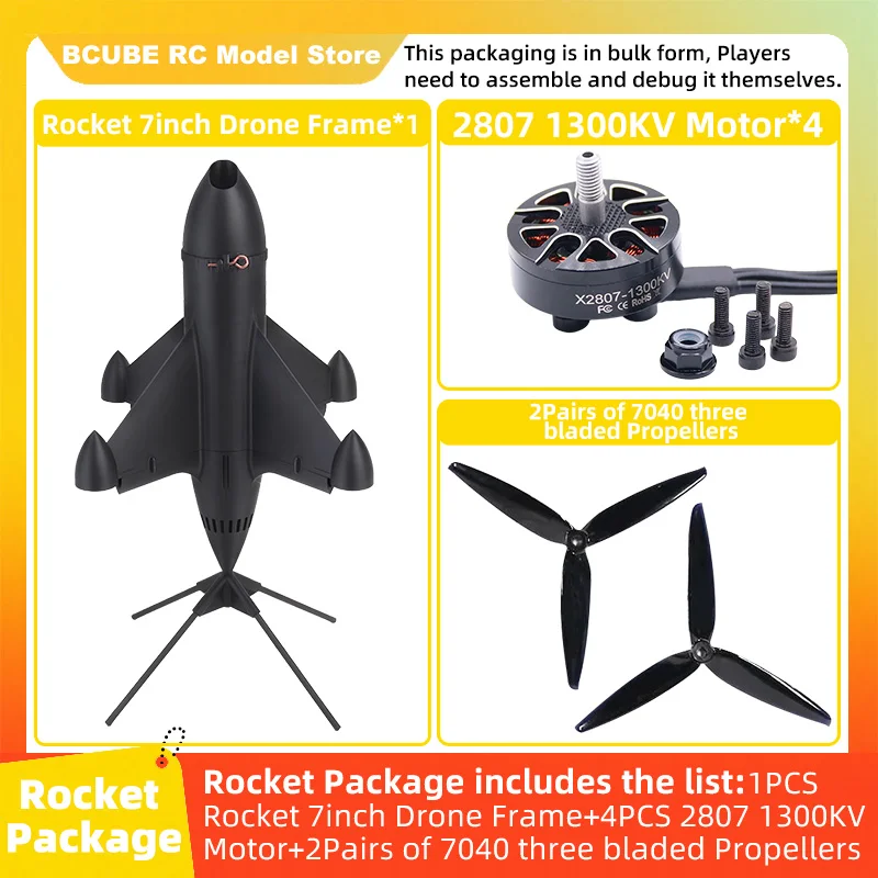 Rocket 7inch FPV Drone Frame Kit Carbon Fiber Racing Quadcopter Freestyle INAV Beatflight F4 F745 H743 Ardupilot Flight Control