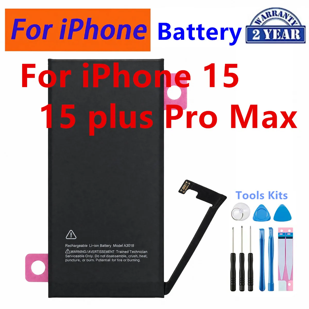 Brand New A3084 A3121 Replacement Battery For iPhone 15 plus iPhone 15 pro Max Mobile phone Batteries +Tools