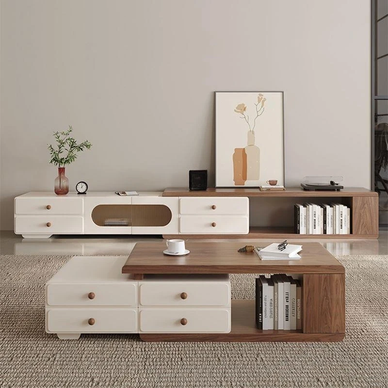 

Medieval solid wood coffee table living room household 2026 new retractable coffee table TV cabinet small apartment