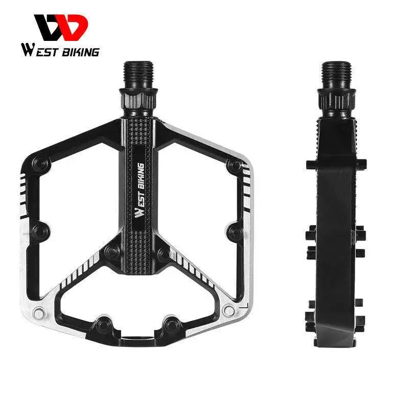 WEST BIKING Fahrradpedale DU-Lager Aluminium MTB Fahrradpedale Schwarz 9/16 Zoll