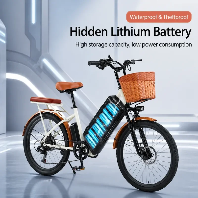 Flying Pigeon Lithium Electric Bicycle Men Women Variable Speed Commuter E Bike Small Electric Vehicle with Drive Battery
