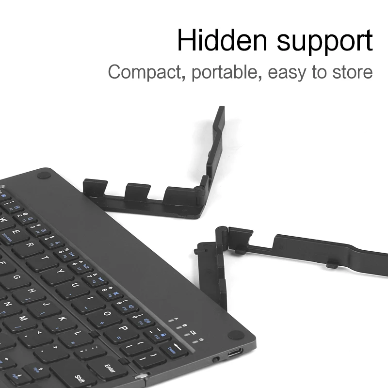 AJIUYU Folding wireless keyboard With Stand For iPad Tablet Laptop Phone Mini Keyboard German Spanish for Windows IOS Android