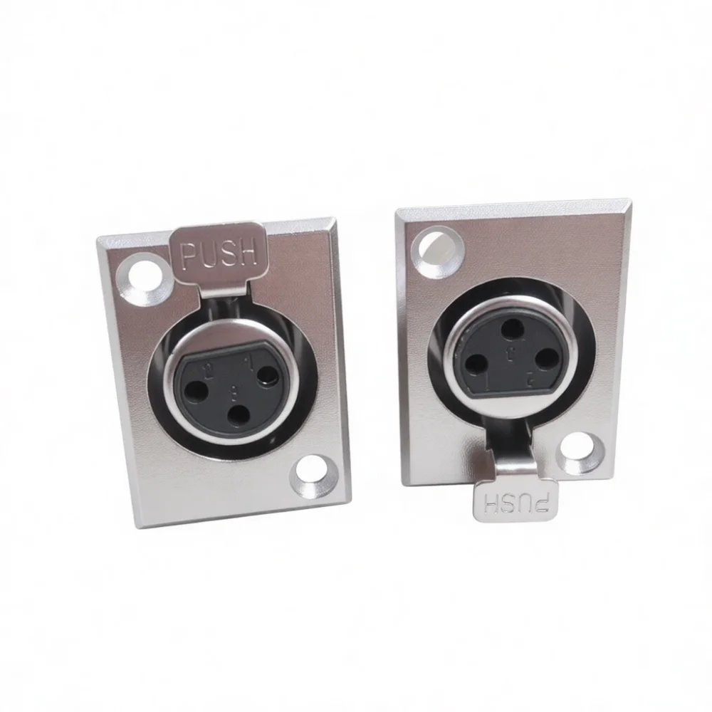 Metal XLR 3 Pin Female Socket Audio Connector For Stage Sound System Mixer Amplifier Panel Mount Interface Audio Equipment