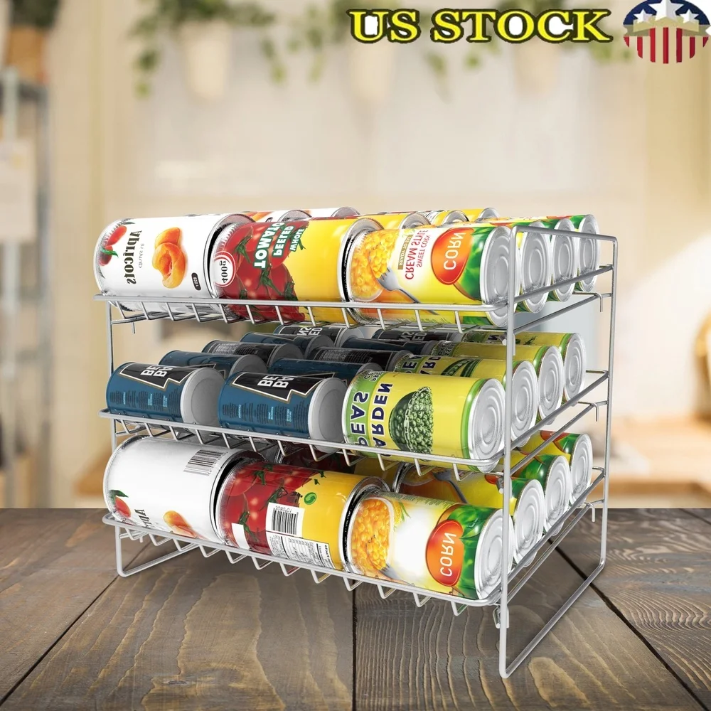 

3-Tier Can Dispenser Organizer Holds 36 Cans Soda Beer Food Storage Kitchen Counter Fridge Organizer Rack Portable Space Saving